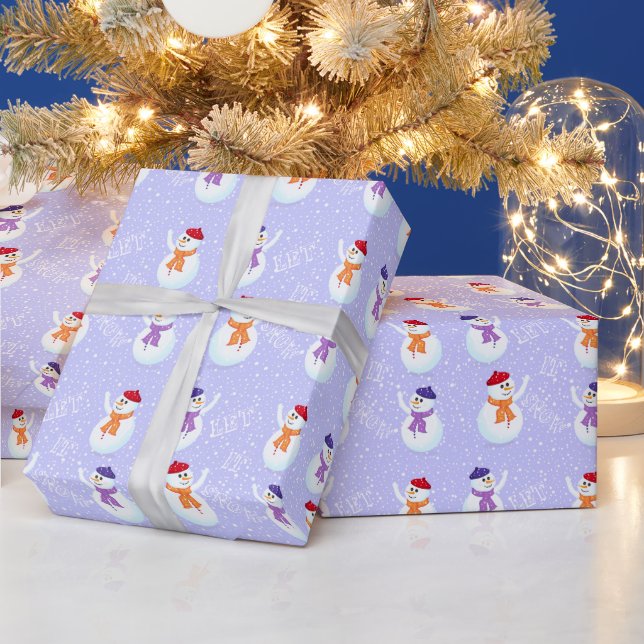 Happy Snowmen Winter Holidays Wrapping Paper (Holidays)