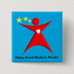 Happy Social Worker's Month Blue 15 Cm Square Badge