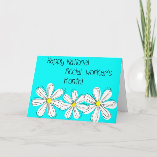 Happy Social Worker's Month Daisies Thank You Card (Front)