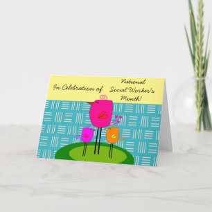 Happy Social Worker's Month Whimsical Birds Thank You Card