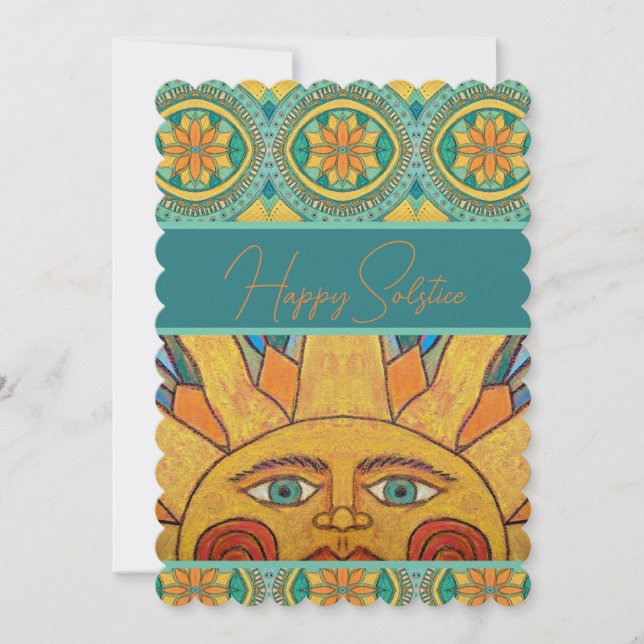 Happy Solstice Sun Mandala Greeting Card (Front)
