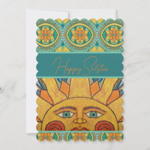 Happy Solstice Sun Mandala Greeting Card
