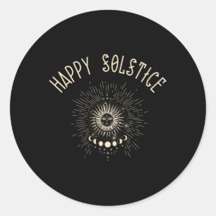 Happy Solstice Winter Sun Celestial Classic Round Sticker