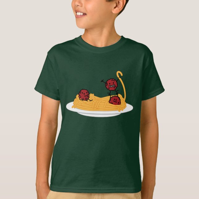 Happy Spaghetti and Meatballs T-Shirt (Front)