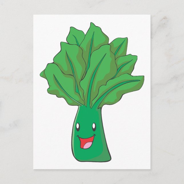 Happy Spinach Vegetable Cartoon Postcard (Front)