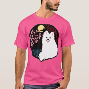 Happy Spitz Dog Sakura - Japanese Kirie Paper Cut T-Shirt