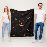 Happy Spooky Jack-O'-lantern Leaves Neon Glow 