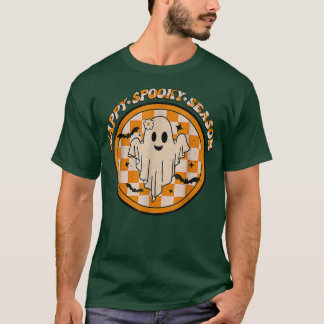 Happy Spooky Season Cute Ghost Girls Women Hallowe T-Shirt