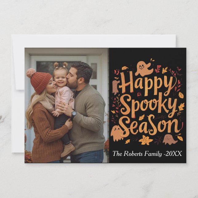 Happy Spooky season Family photo card, Halloween (Front)