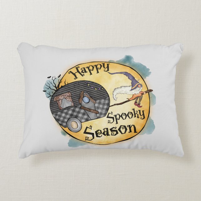 Happy Spooky Season Witch Camper Van Decorative Cushion (Front)