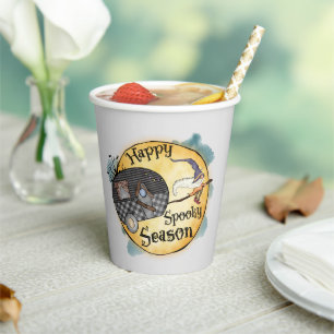 Happy Spooky Season Witch Camper Van Paper Cups