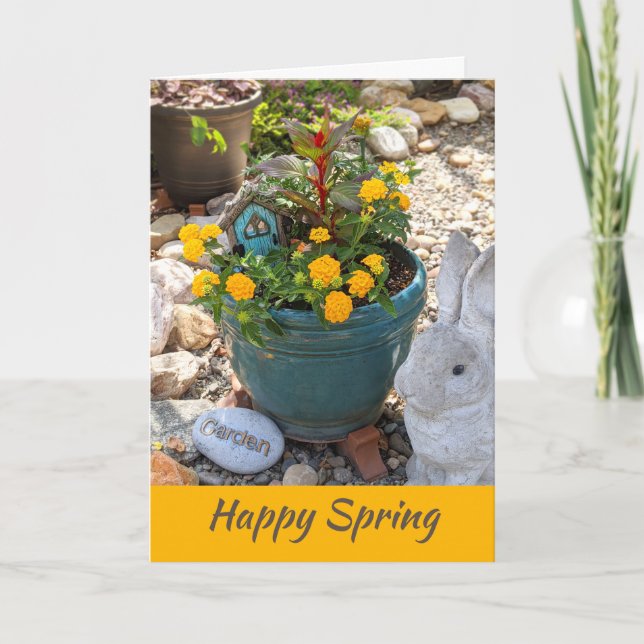 Happy Spring, Backyard Garden Photo Card (Front)