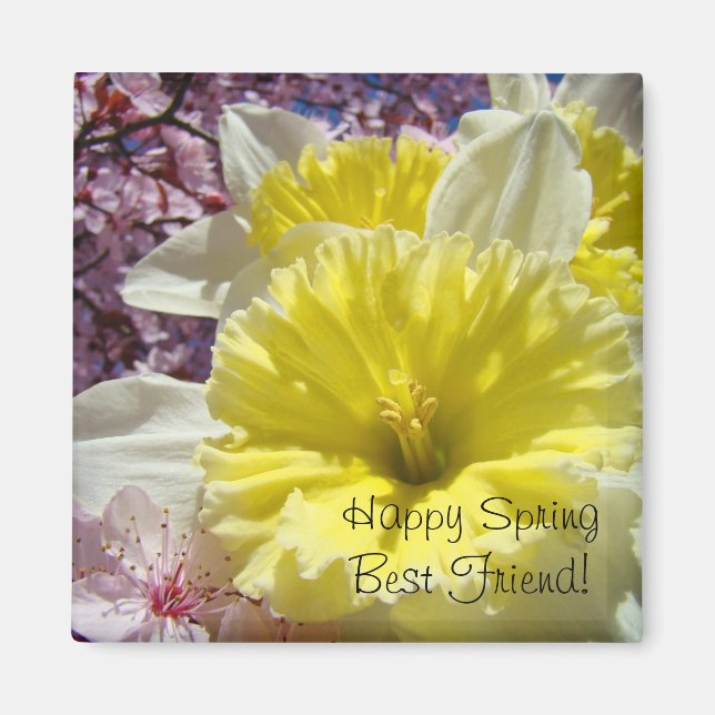 Happy Spring Best Friend! magnet Bright Daffodils (Front)