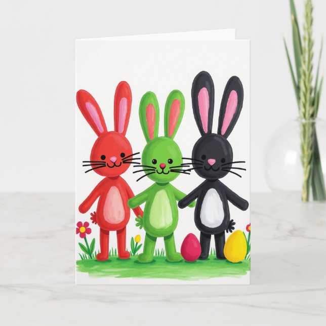 Happy Spring Bunnies Card (Front)