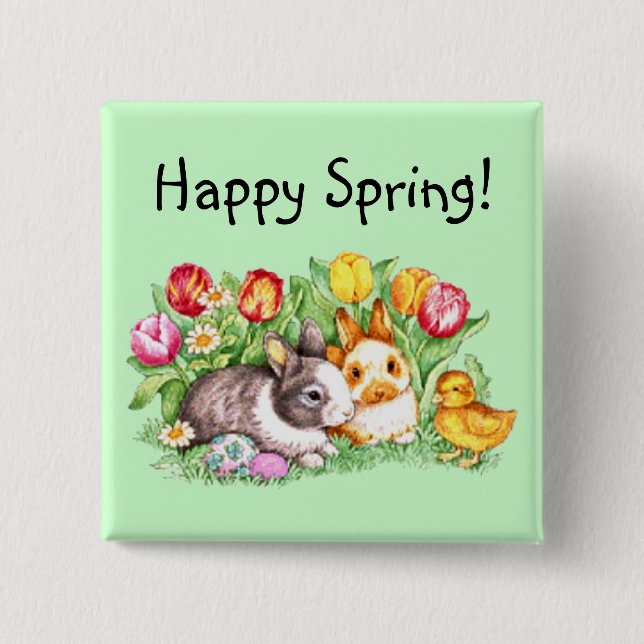 Happy Spring Bunny Chick Tulip Pin - Template (Front)