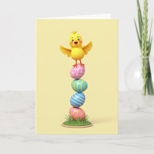 Happy Spring Chick Egg Tower Card