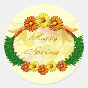 Happy Spring Classic Round Sticker