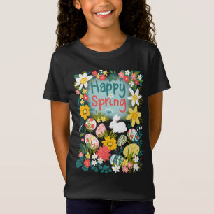 Happy Spring Easter egg hunt flower field T-Shirt