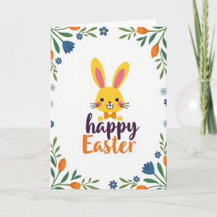 Happy Spring Floral Rabbit Card