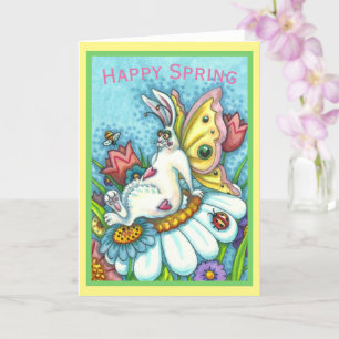 HAPPY SPRING FLUTTERBUN RABBIT, FUNNY BUNNY Blank Card