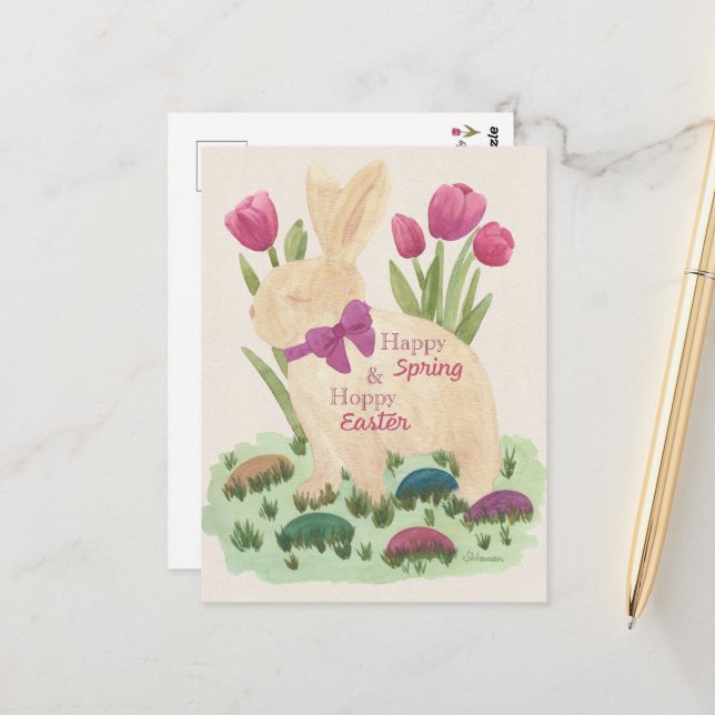 Happy Spring & Hoppy Easter Postcard (Front/Back In Situ)
