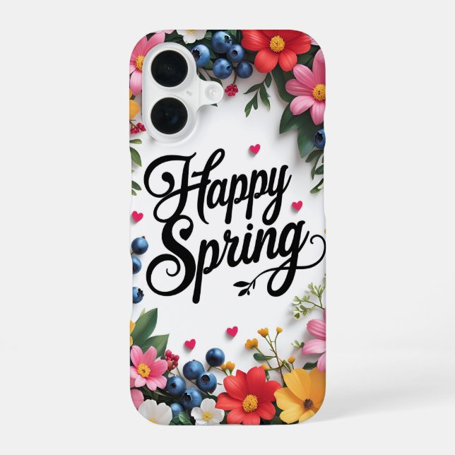 Happy Spring  iPhone 16 Case (Back)