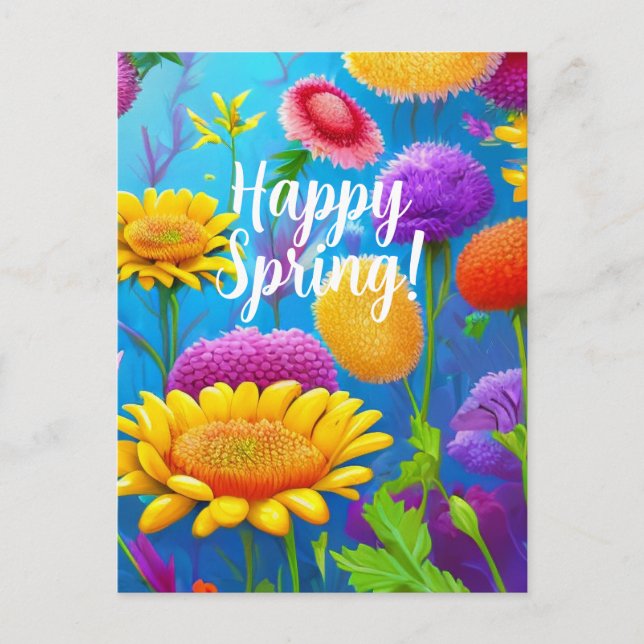 Happy Spring Mixed Flowers Colours Template Holida (Front)