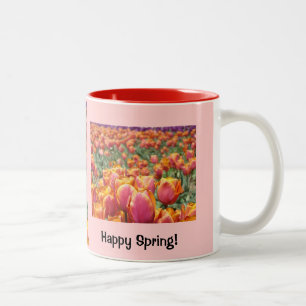 Happy Spring! Pink Tulip Coffee Mugs Tulips