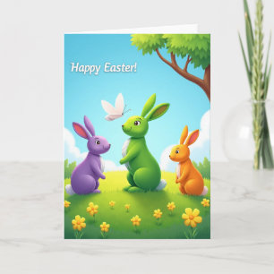 Happy Spring Rabbits Scene Card