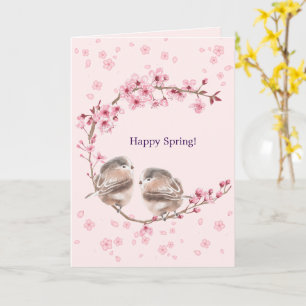 Happy Spring! Spring greeting with cherry blossoms Card