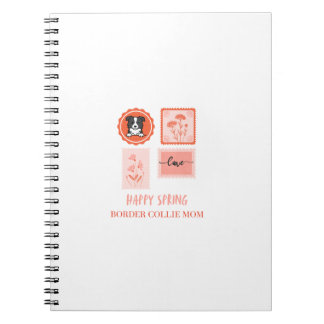 Happy Spring Stamp Border Collie Notebook