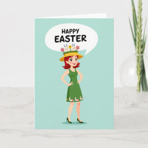 Happy Spring Woman Easter Card