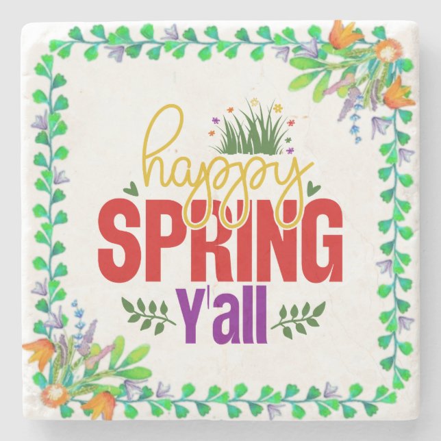 Happy Spring Y’all-90996 Stone Coaster (Front)
