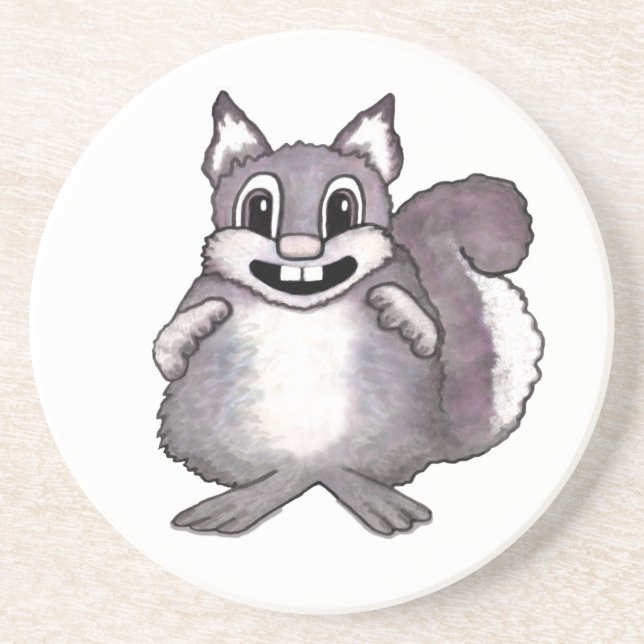 Happy Squirrel Cartoon Drawing  Coaster (Front)