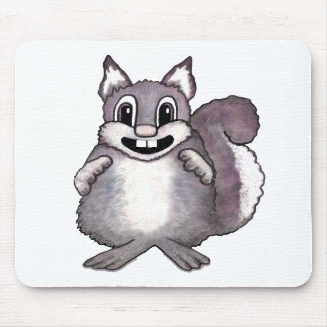 Happy Squirrel Cartoon Drawing  Mouse Pad (Front)