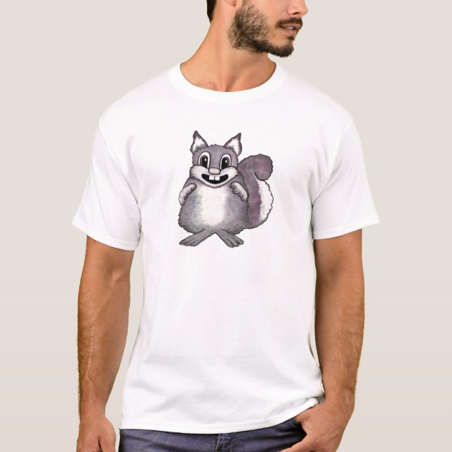 Happy Squirrel Cartoon Drawing  T-Shirt (Front)