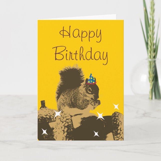 Happy Squirrel & His Nuts Birthday Card (Front)