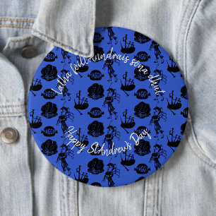 Happy St Andrew Day Haggis Bagpipe Nessie Badge