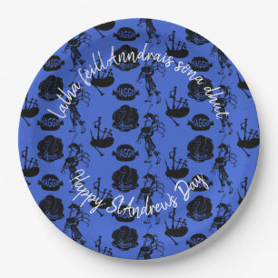 Happy St Andrew Day Haggis Bagpipe Nessie Large 9" Paper Plate