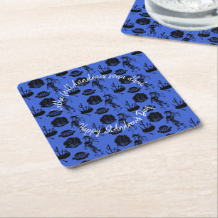 Happy St Andrew Day Haggis Bagpipe Nessie Square Paper Coaster