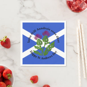 Happy St Andrews Day Flag Thistle Small Napkin