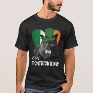 Happy St Catrick s Day St Patrick Cat Irish Flag H T-Shirt