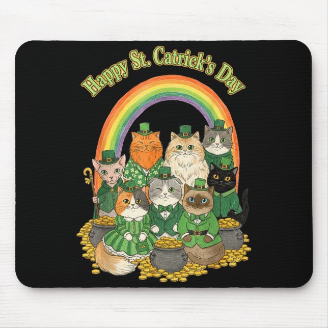 Happy st catricks day funny irish cat cute st mouse pad (Front)