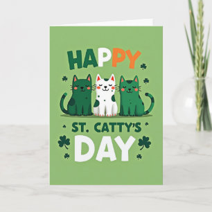 Happy St Cattys Day Fun Cats Card