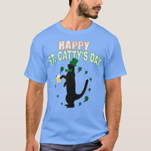 Happy St Cattys Day Irish Kitten Cat Saint Patrick T-Shirt