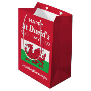 Happy St David's Day Dydd Gŵyl Dewi Hapus 2 Medium Gift Bag