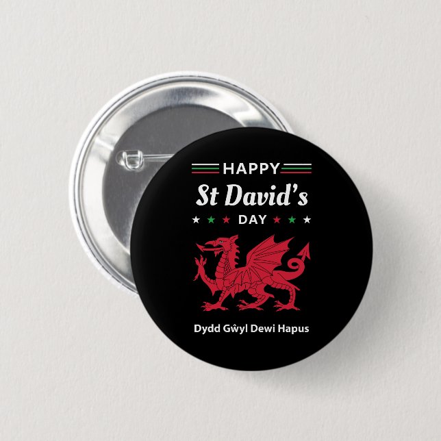 Happy St David's Day Dydd Gŵyl Dewi Hapus 3 6 Cm Round Badge (Front & Back)