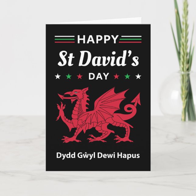 Happy St David's Day Dydd Gŵyl Dewi Hapus 3 Card (Front)