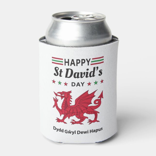 Happy St David's Day Dydd Gŵyl Dewi Hapus 5 Can Cooler (Can Front)