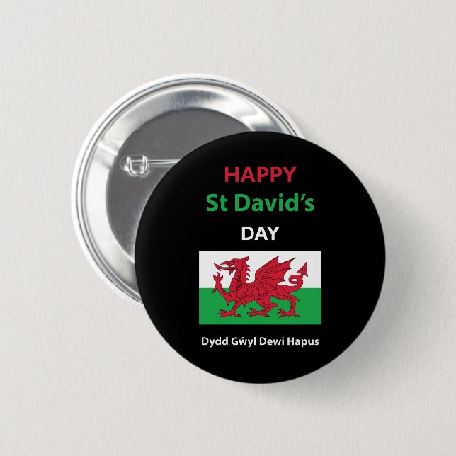 Happy St David's Day Dydd Gŵyl Dewi Hapus 6 Cm Round Badge (Front & Back)